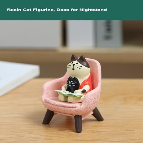 Hora de Lima Miniature Cat Figurine kit Mini Resin Statue for Office Desk Figurine for Nightstand Garden Fairy Accessories Cake Topper Deco Car Dashboard Decoration Gift for Cat Lovers(Pink) - Image 2