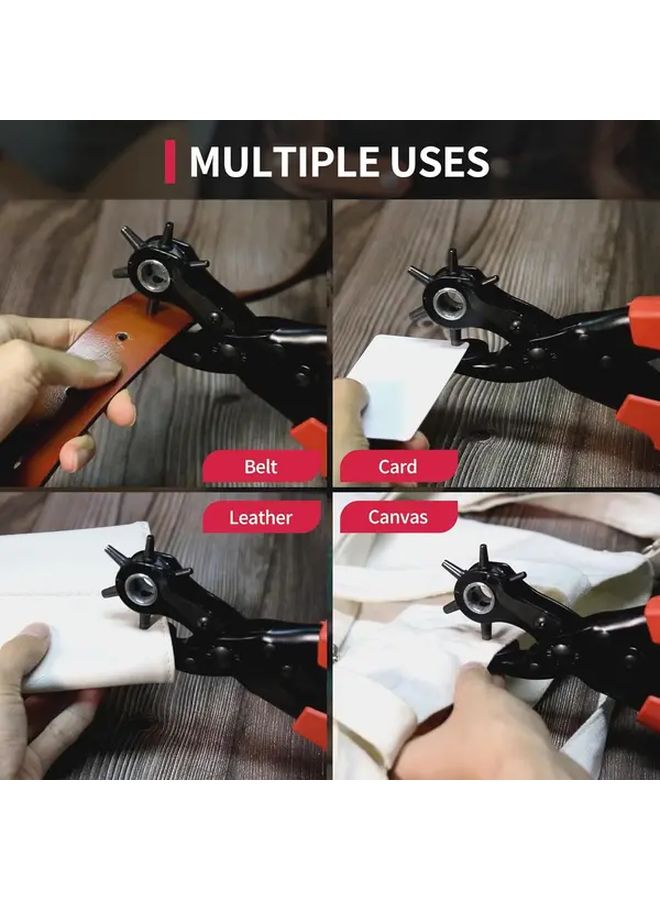 Heavy Duty Rotary Punch Plier Kit Multi Hole Sizes For Belts Straps Leather Craft - Image 5