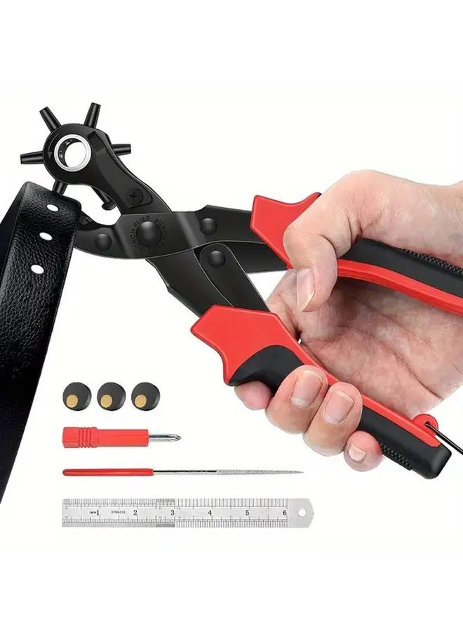 Heavy Duty Rotary Punch Plier Kit Multi Hole Sizes For Belts Straps Leather Craft - Image 1