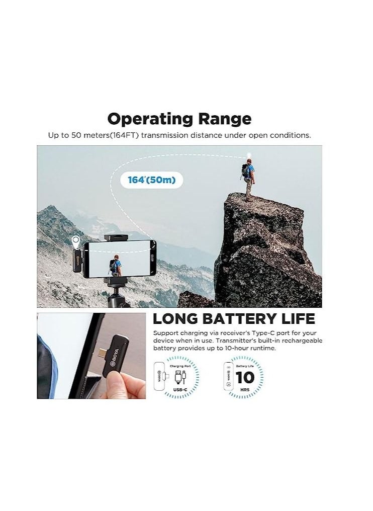 BOYA - BOYA BY-WM3T2-U1 Wireless Lavalier Microphone for Android USB C Smartphone Tablet External Mini Lapel Type C Microphone for Cell Phone Clip-On Mic for Video Recording Podcast YouTube Live Streaming - Image 1
