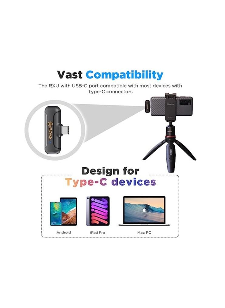 BOYA - BOYA BY-WM3T2-U1 Wireless Lavalier Microphone for Android USB C Smartphone Tablet External Mini Lapel Type C Microphone for Cell Phone Clip-On Mic for Video Recording Podcast YouTube Live Streaming - Image 1