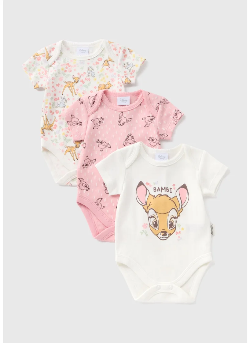 Matalan Disney 3 Pack Pink Bambi Bodysuits