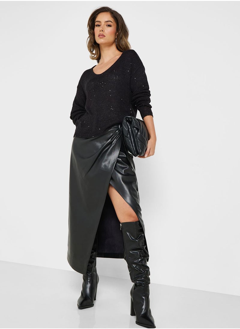 VERO MODA - V-Neck Shimmer Sweater - Image 1