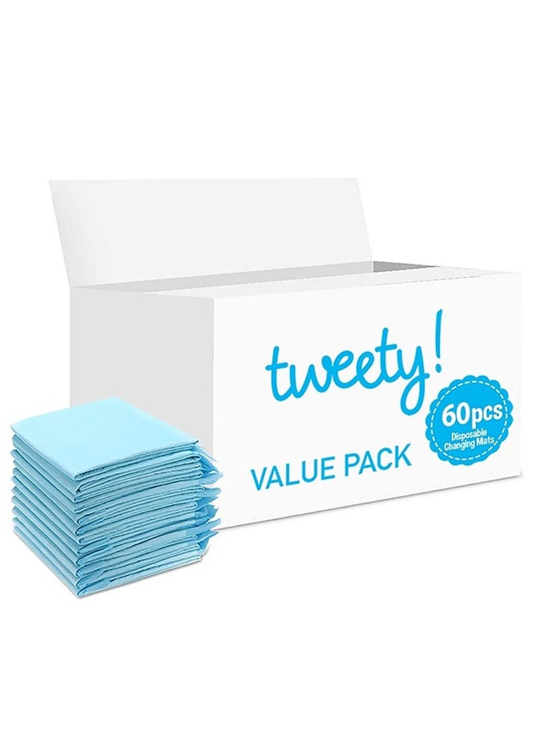 Tweety Disposable Changing Mats, 60 Counts, Soft Waterproof Mat, Portable Leak Proof Changing Mat, New Mom Leak-Proof Under pad, Mattress Table Protector Pad - Image 1