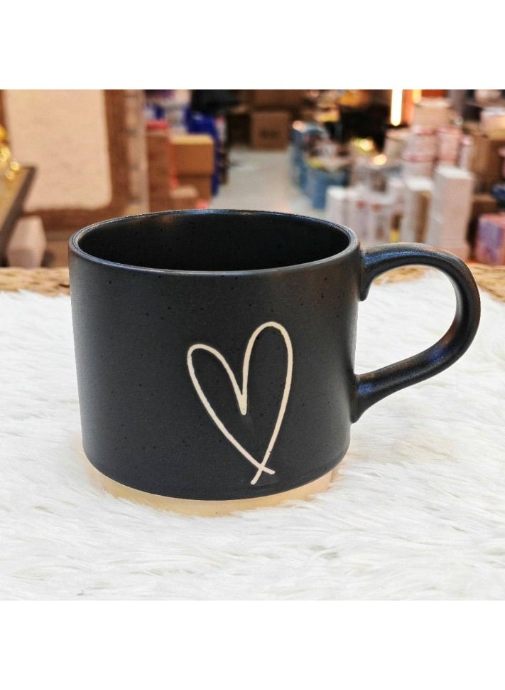 كوب سيراميك ملون بنقشة قلب مميزة - سيراميك عالي الجودة للقهوة والشاي - Image 2