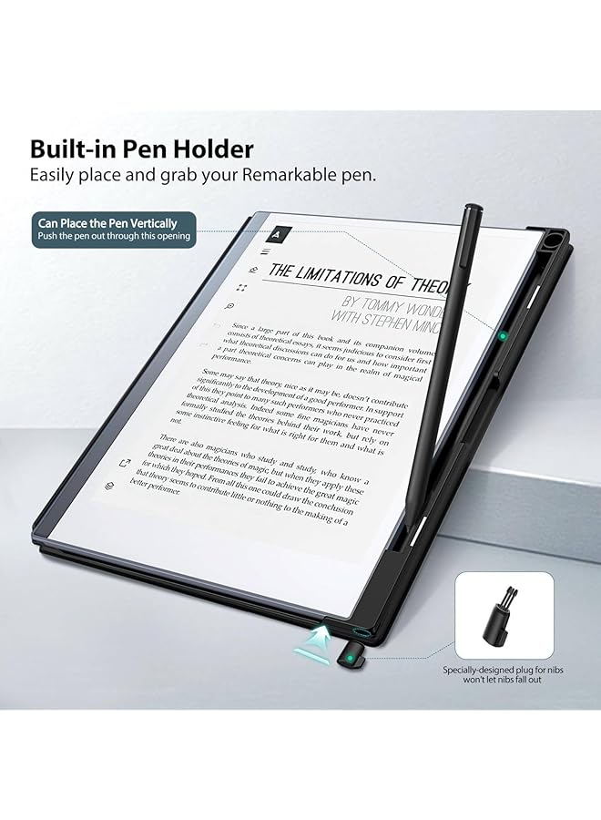 إيروريكس حافظة متوافقة مع جهاز Remarkable 2 اللوحي، غطاء خلفي صلب خفيف الوزن مع حامل قلم، متوافق مع جهاز Remarkable 2 Paper Tablet مقاس 10.3 بوصة، إصدار 2020، أسود - Image 3