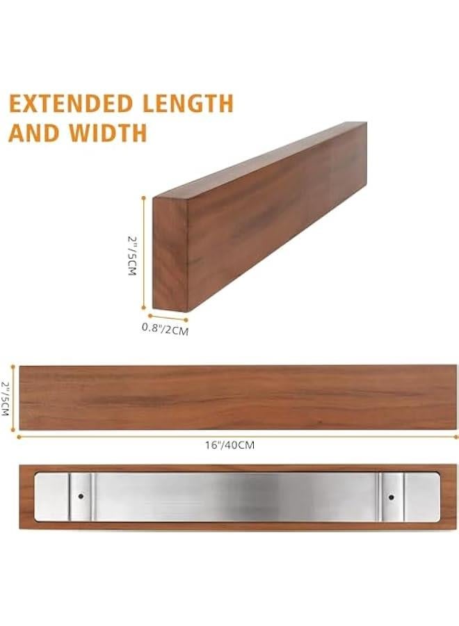Acacia Wood Magnetic Knife Strip | 16 Inch | Modern, Light Brown Style | Professional Knife Holder - view 3