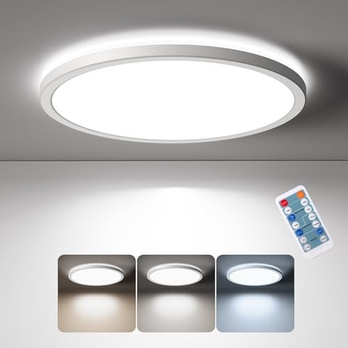 Matane Motion Sensor LED Ceiling Light with Remote, 12 Inch Wired Flush Mount Ceiling Light 3000K 4000K 5000K, 2400LM Dimmable Motion Sensor Light Indoor for Closet Hallway Laundry Stairs White - Image 1