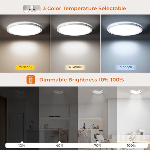 Matane Motion Sensor LED Ceiling Light with Remote, 12 Inch Wired Flush Mount Ceiling Light 3000K 4000K 5000K, 2400LM Dimmable Motion Sensor Light Indoor for Closet Hallway Laundry Stairs White - Image 3