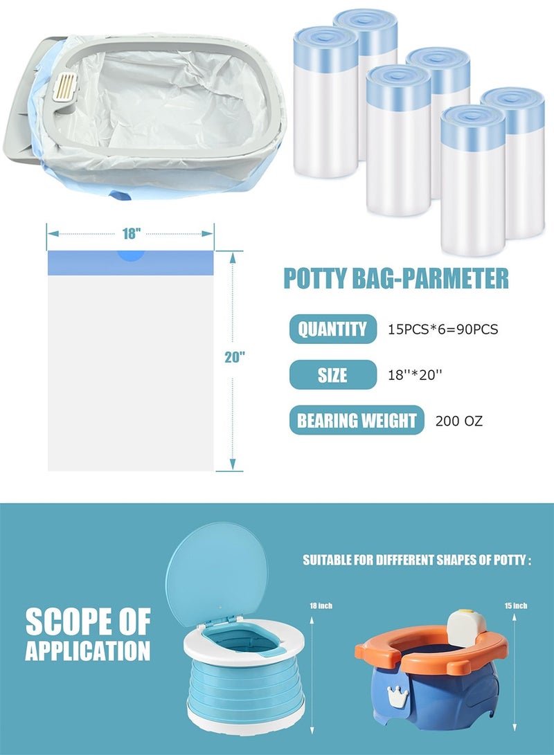 NajmStyle 90Pcs Portable Potty Chair Liners with Drawstring Potty Bags Disposable, Travel Universal Toilet Seat Cleaning Bag for Kids Toddlers Outdoors - Image 3