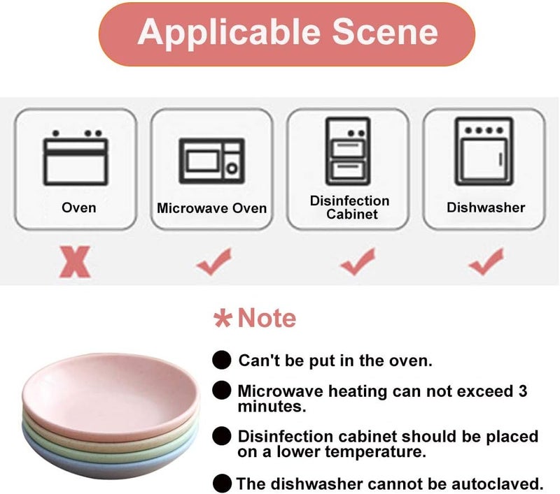 USonline911 طبق صلصة ضحل القاع من قش القمح مع أطباق غمس وأطباق توابل وطبق خردل لصلصة الصويا والخل والكاتشب وباربكيو - عبوة من 8 ألوان متعددة - Image 5