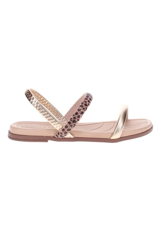 بيرا ريو صنادل بيرا ريو نسائية مسطحة ذهبية | صنع في البرازيل