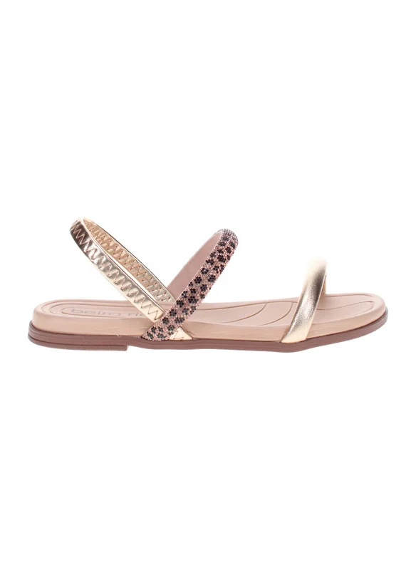 بيرا ريو Beira Rio Ladies Flat Sandals Golden | Made In Brazil