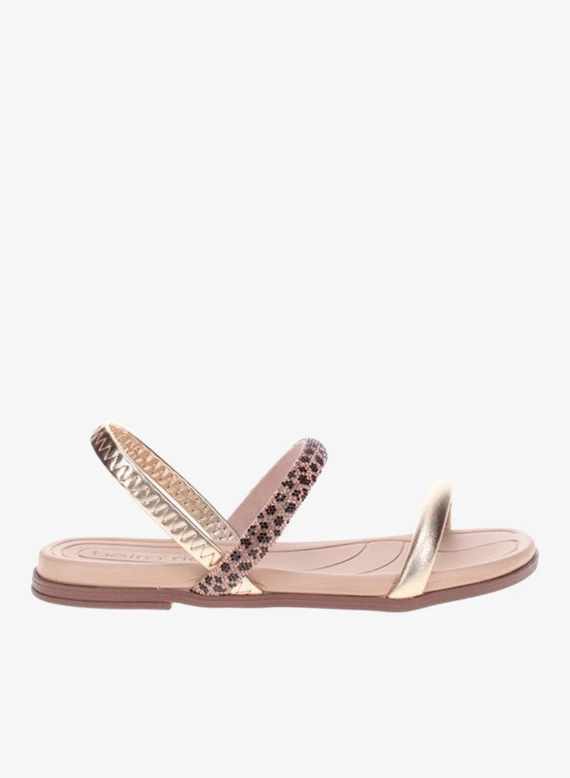 Beira Rio Beira Rio Ladies Flat Sandals Golden | Made In Brazil
