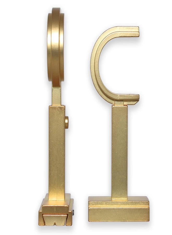 BlastHome® Luxury Adjustable Curtain Rod Brackets - Premium Quality Heavy Metal Replacement Accessory - Signature Collection, Set of Two - Fits Up to 1 1/4" Diameter Curtain Rods - Brushed Gold - Image 1