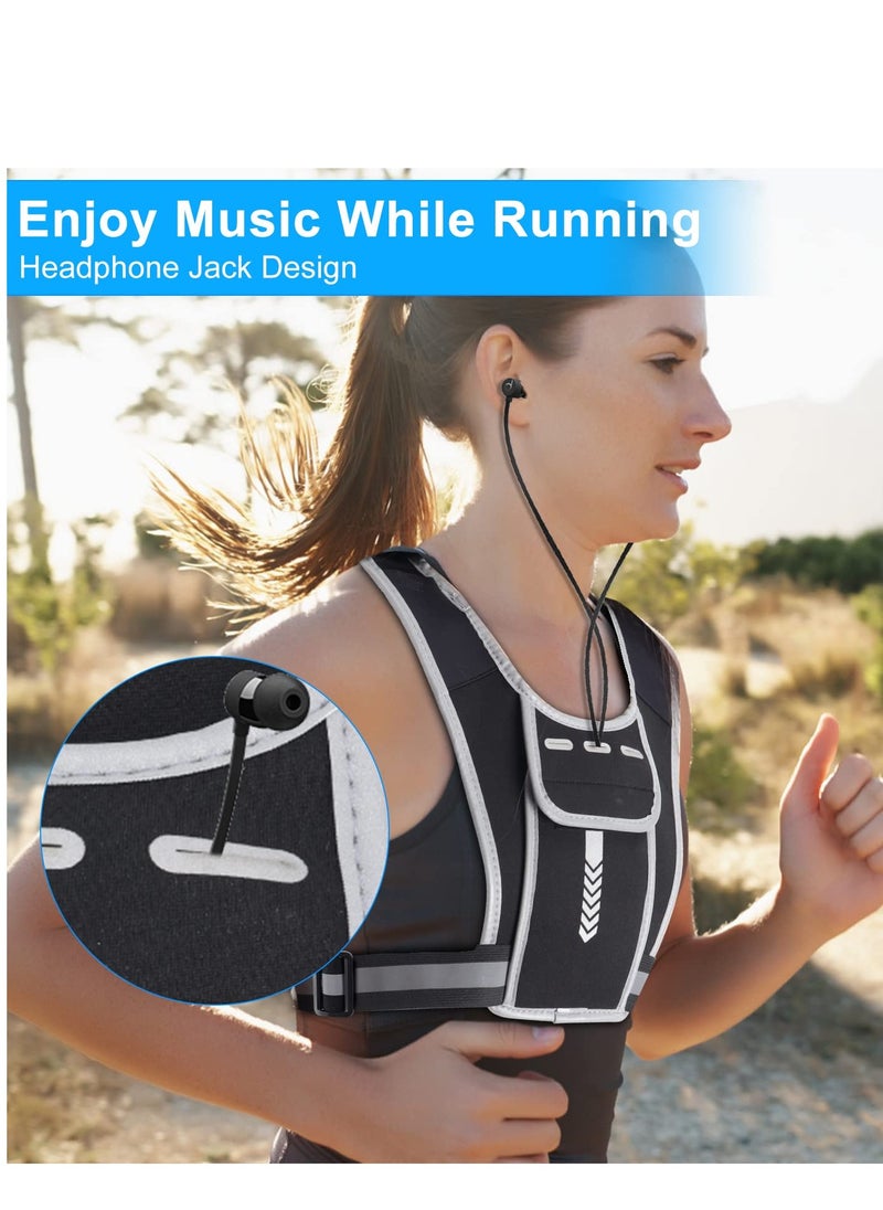 SYOSI - Running Vest Phone Holder for Men  Women, Men  Women's Sports Adjustable Reflective Running Vest Light Weight Phone Holder for Running with Water Bottle Pouch, Accessories Pockets - Image 1