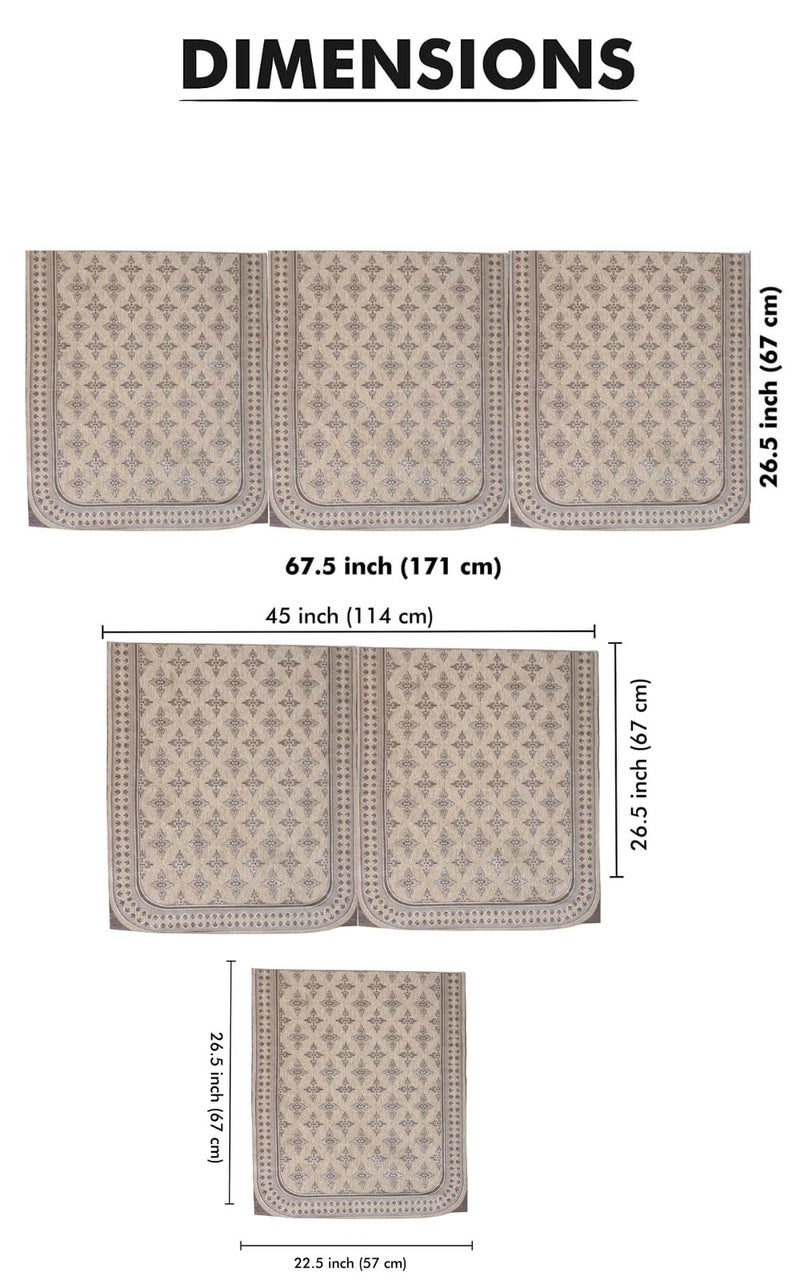 Fashion Throw 'Elegant Series' Sofa Cover L Shape 6 Seats Chenille Sofa Cover with Back Cover | Anti-Slip Furniture Protector for Living Room | Wooden Sofa Home Decor Beige (L-Shape) - Image 2