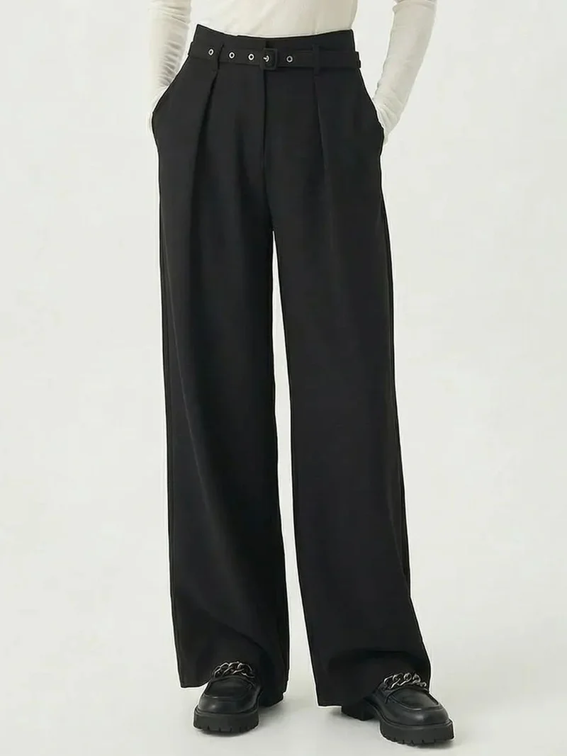 Happiness İstanbul ISTANBUL Pleated Belted Wide Leg Trousers