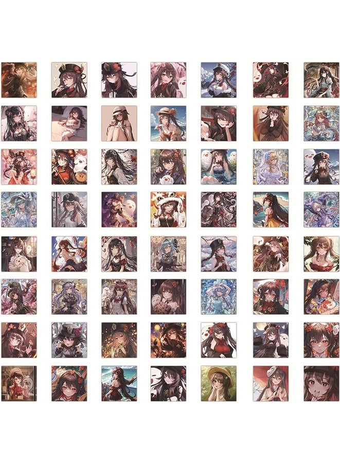 60Pcs Genshin Hu Tao Anime Stickers for Laptop Suitcase Skateboard Graffiti Luggage Cartoon Stickers
