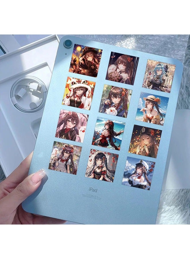 60Pcs Genshin Hu Tao Anime Stickers for Laptop Suitcase Skateboard Graffiti Luggage Cartoon Stickers