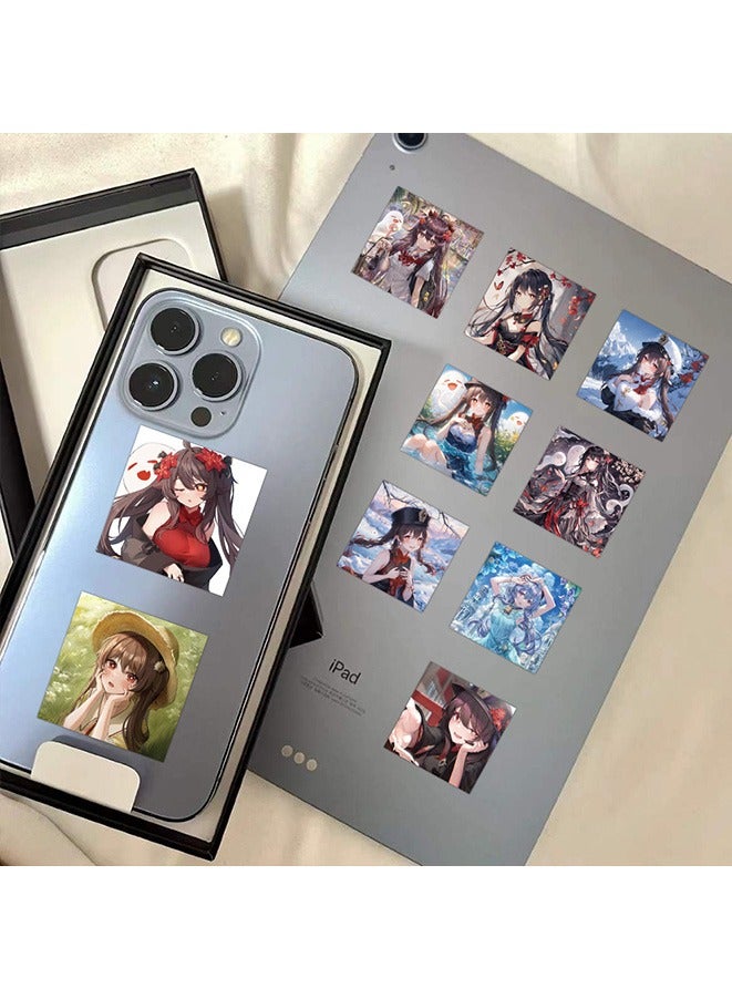 60Pcs Genshin Hu Tao Anime Stickers for Laptop Suitcase Skateboard Graffiti Luggage Cartoon Stickers