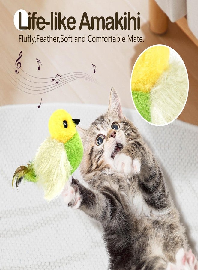 Migipaws Cat Toys,Interactive Lifelike Amakihi Flying Flapping Bird with Catnip, Feathers Hanging by Elastic String, Automatic Chirping Kitten Toys for Indoor Cats Self Play, Rechargeable(Green) - Image 3