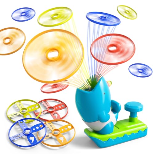 WATUDOU 12 PCS Flying Disc Launcher Outdoor Indoor Game Toys Gifts for 3 4 5 6 7 Year Old Boys Kids Outdoor Outside Game Toys for Boys Girls Ages 35 48 Ideal 3 4 5 6 Year Old Birthday Gifts - Image 1