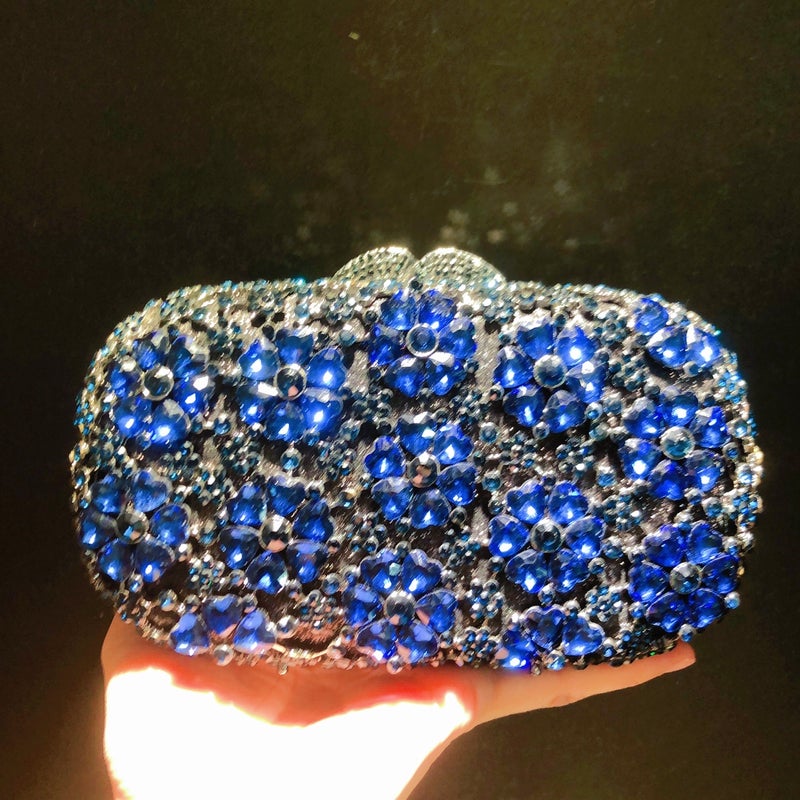 New Style Heart-Shaped Flower Diamond-Encrusted Evening Bag, Hollow Metal Hard Case Full Of Diamonds, Banquet Clutch Bag Handbag - Image 5