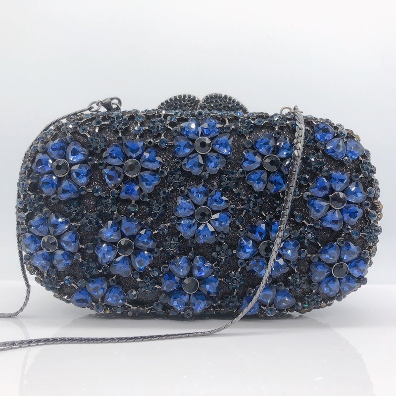 New Style Heart-Shaped Flower Diamond-Encrusted Evening Bag, Hollow Metal Hard Case Full Of Diamonds, Banquet Clutch Bag Handbag - Image 2