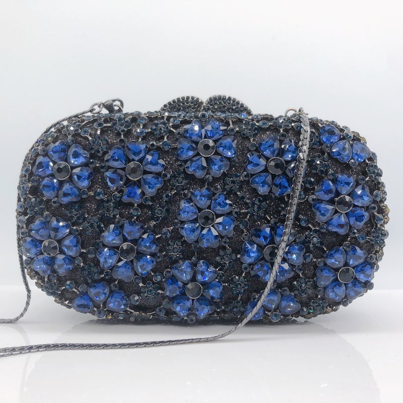 New Style Heart-Shaped Flower Diamond-Encrusted Evening Bag, Hollow Metal Hard Case Full Of Diamonds, Banquet Clutch Bag Handbag - Image 1