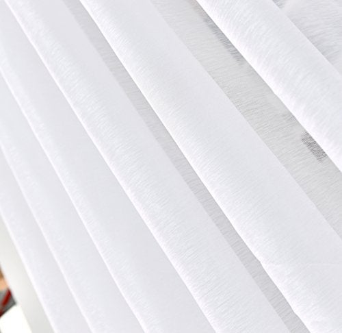 LinenZone Sheer White Patio Door Curtains. Extra Wide Curtains for Sliding Doors. Elegant Glass Door Curtains for Living Room, Kitchen, Dining Room or Family Room. (Karina 102 x 96, White) - Image 5