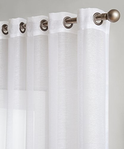 LinenZone Sheer White Patio Door Curtains. Extra Wide Curtains for Sliding Doors. Elegant Glass Door Curtains for Living Room, Kitchen, Dining Room or Family Room. (Karina 102 x 96, White) - Image 3