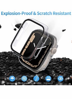 Y&D Hard PC Case Compatible with Apple Watch Series 7 45mm,Tempered Glass Screen Protector, Full Coverage, Touch Sensitive, Ultra-Thin HD Clear Bumper Protective Cover-Black/Clear/Blue  - Image 2