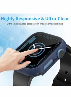 Y&D Hard PC Case Compatible with Apple Watch Series 7 45mm,Tempered Glass Screen Protector, Full Coverage, Touch Sensitive, Ultra-Thin HD Clear Bumper Protective Cover-Black/Clear/Blue  - Image 3