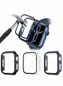 Y&D Hard PC Case Compatible with Apple Watch Series 7 45mm,Tempered Glass Screen Protector, Full Coverage, Touch Sensitive, Ultra-Thin HD Clear Bumper Protective Cover-Black/Clear/Blue  - Image 1