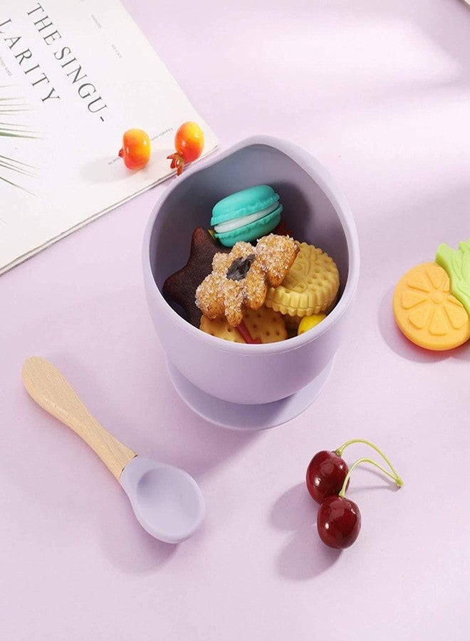 NOWFLY Baby Feeding Bowl and Spoon | Silicone Suction Baby Bowl | BPA Free Microwave Safe Feeding Set (Lavender) - Image 4