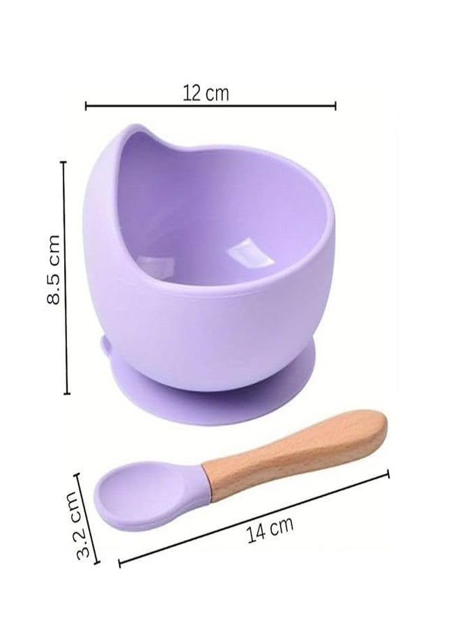 NOWFLY Baby Feeding Bowl and Spoon | Silicone Suction Baby Bowl | BPA Free Microwave Safe Feeding Set (Lavender) - Image 5