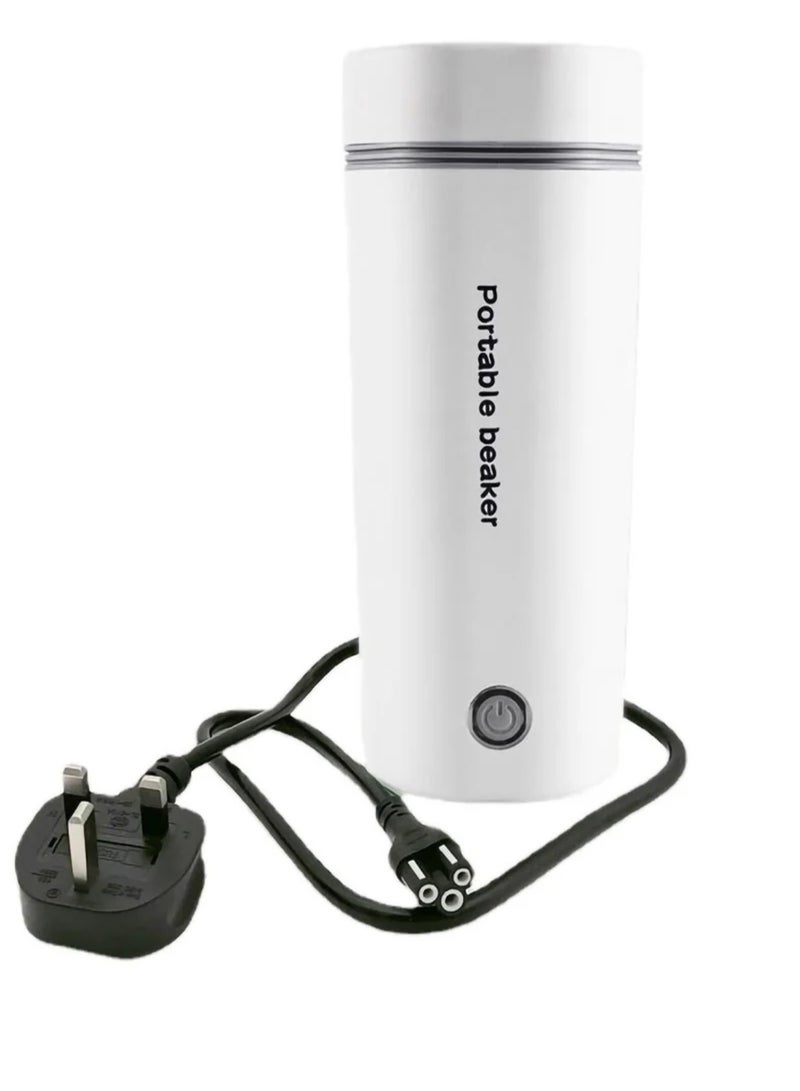 Portable Electric Kettle, Stainless Steel Liner Travel Electric Cup Home Mini Heating Teapot Fast Cooking Single Cup Water Heater 350ml Hot Water Bottle (White)  - Image 1