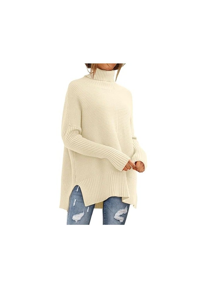 Trendy Oversized Turtleneck Sweater for Women Long Knitted Cozy Pullover Sweaters  - Image 1