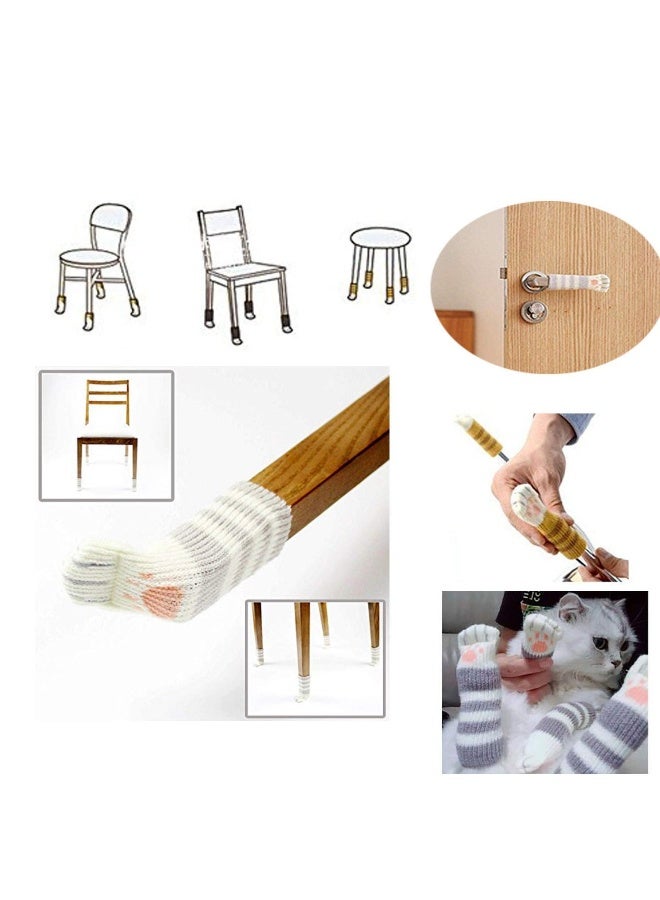 Chair Leg Socks, 36 Pieces Cat's Paw Furniture Socks Non-slip Chair and Table Knitted Socks High Elasticity Silent Furniture Sock Pad Door Handle Gloves Hardwood Floor Protectors (9 Colors)  - Image 2