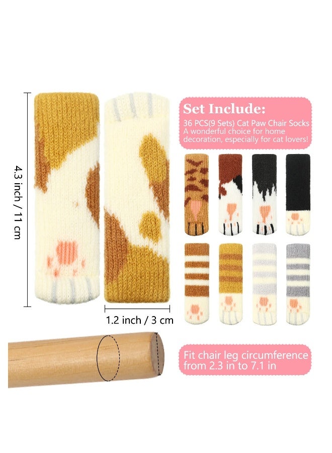 Chair Leg Socks, 36 Pieces Cat's Paw Furniture Socks Non-slip Chair and Table Knitted Socks High Elasticity Silent Furniture Sock Pad Door Handle Gloves Hardwood Floor Protectors (9 Colors)  - Image 4