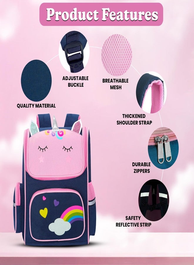 Storite School Bag for Kids Girls 15L | Cute Unicorn Backpack | Lightweight Waterproof Backpack with Chest Strap|Durable Bag for Nursery, Preschool & Primary School | Birthday Gift (Blue- 28x14x41 Cm) - Image 3
