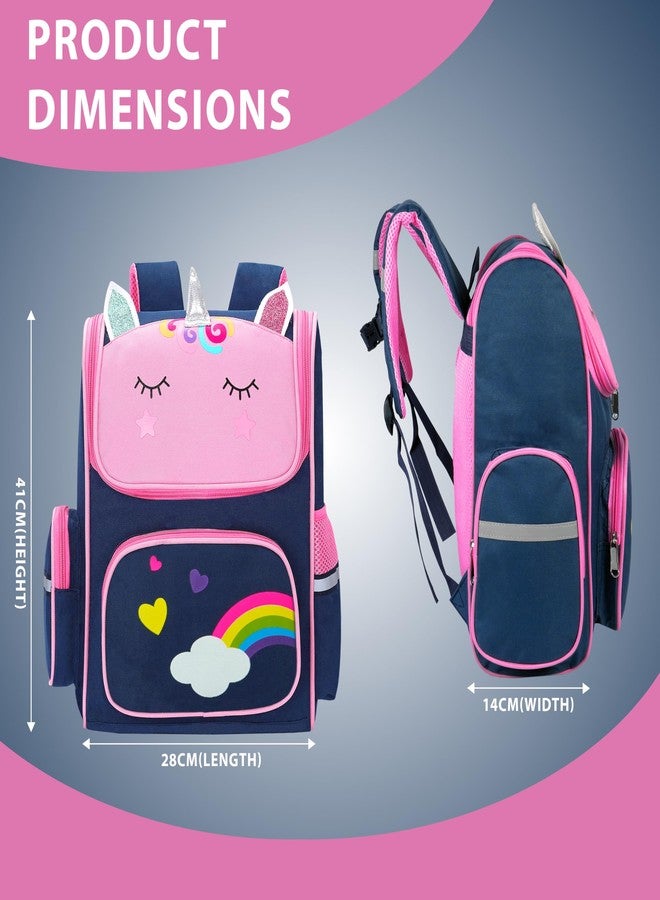 Storite School Bag for Kids Girls 15L | Cute Unicorn Backpack | Lightweight Waterproof Backpack with Chest Strap|Durable Bag for Nursery, Preschool & Primary School | Birthday Gift (Blue- 28x14x41 Cm) - Image 2