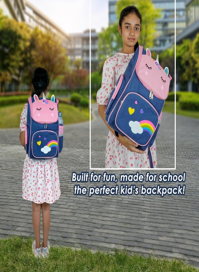 Storite School Bag for Kids Girls 15L | Cute Unicorn Backpack | Lightweight Waterproof Backpack with Chest Strap|Durable Bag for Nursery, Preschool & Primary School | Birthday Gift (Blue- 28x14x41 Cm) - Image 4