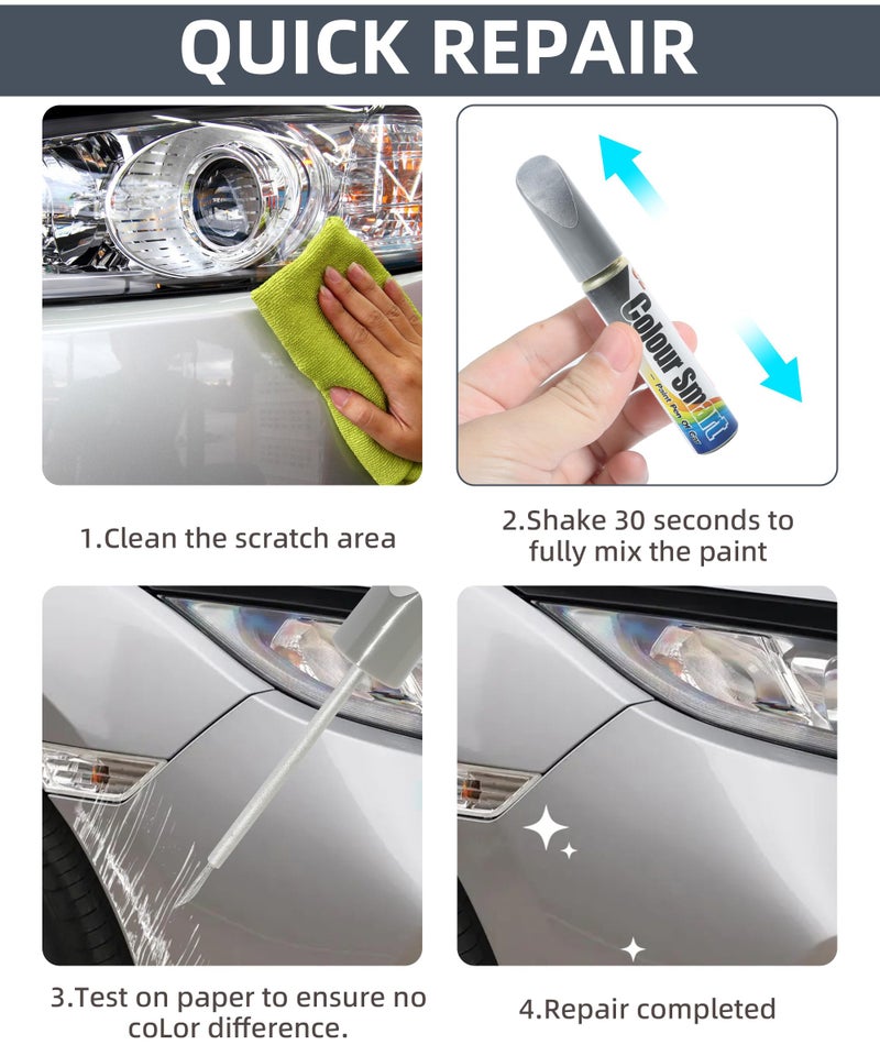 VARGTR Touch Up Paint Pen for Cars,Car Scratch Repair Pen,Car Accessories Car Touch Up Fill Paint Pen,Car Remover Scratch Paint Pen,Automotive Touch Up Paint for Erase Car Scratches (Silver) - Image 5