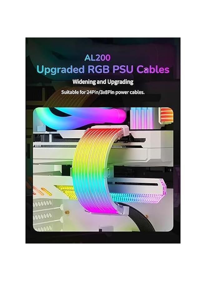 RGB PSU Cables, ARGB Power Extension Cable Kit, 3 Pin Motherboard Power Supply Cable Soft Silicone Tube ARGB Extension Sleeved Cable for Computer Gaming Case - Image 2