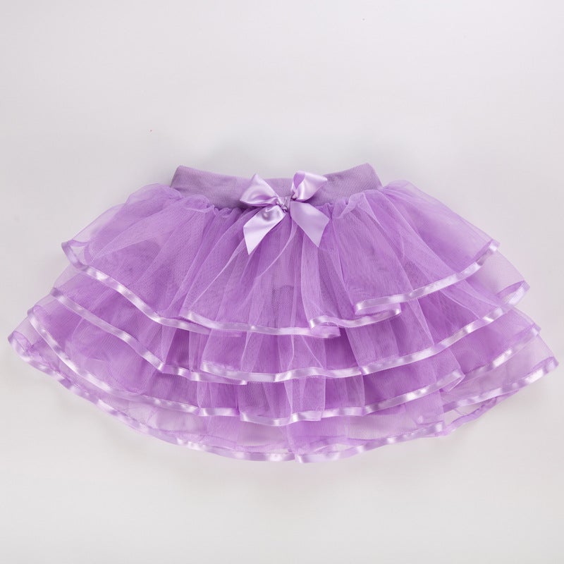 Girls Versatile Tulle Skirt Korean Style Seasonal 2191 purple  - Image 1