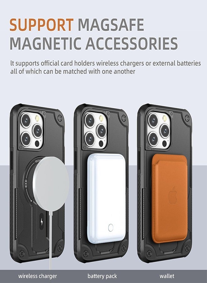 Xoopla Case Cover for iPhone 15 Pro Max Case 6.7" , Compatible with MagSafe,360 Full-Body Dropproof Heavy Duty Rugged Case with Built-in Kickstand Case for 15 Pro Max 2023 (Black) - Image 2