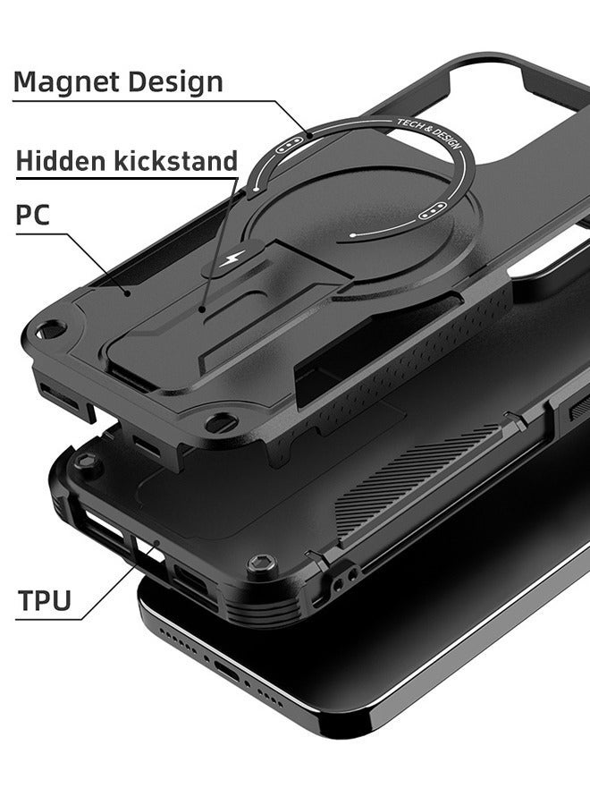 Xoopla Case Cover for iPhone 15 Pro Max Case 6.7" , Compatible with MagSafe,360 Full-Body Dropproof Heavy Duty Rugged Case with Built-in Kickstand Case for 15 Pro Max 2023 (Black) - Image 5