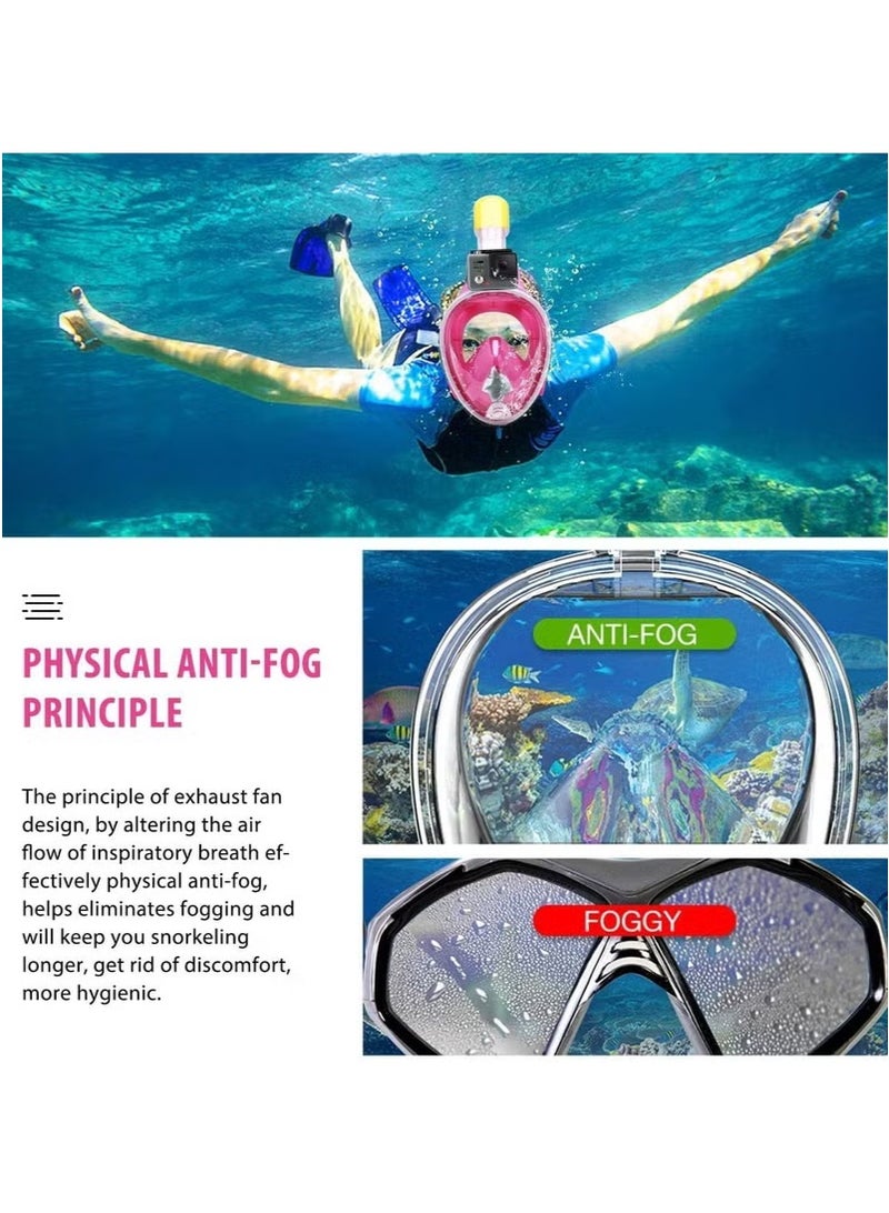 Generic 180 Degree Full Face Snorkel Mask, Free Breathing Design with Detachable Camera Holder, Anti-Fog, with Adjustable Head Straps, Professional Snorkeling Set for Adults and Youth Snorkel Mask (Multicolor) - Image 4